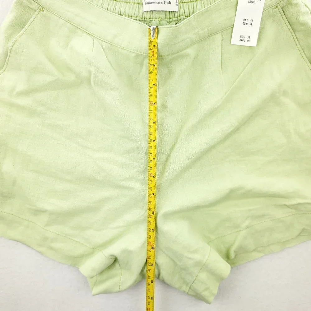 Abercrombie Fitch Linen Blend Shorts Light Green Stretch 32 Waist Women's Large